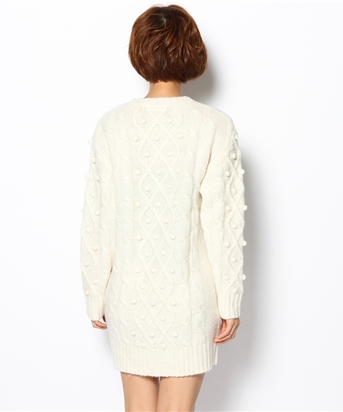 laule'a sunny side store(ラウレアサニーサイドストア)の「【Slic*Slic】ケーブルニットワンピース(ワンピース・レディース・アイボリー/ブラウン・FREE)」の5枚目の写真