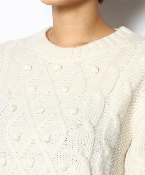 laule'a sunny side store(ラウレアサニーサイドストア)の「【Slic*Slic】ケーブルニットワンピース(ワンピース・レディース・アイボリー/ブラウン・FREE)」の7枚目の写真