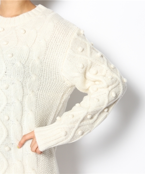 laule'a sunny side store(ラウレアサニーサイドストア)の「【Slic*Slic】ケーブルニットワンピース(ワンピース・レディース・アイボリー/ブラウン・FREE)」の8枚目の写真