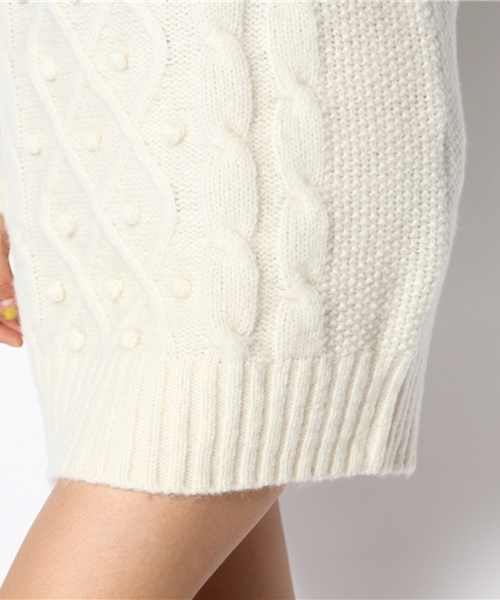 laule'a sunny side store(ラウレアサニーサイドストア)の「【Slic*Slic】ケーブルニットワンピース(ワンピース・レディース・アイボリー/ブラウン・FREE)」の9枚目の写真
