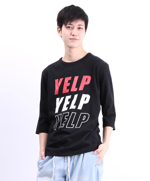WEGO(ウィゴー)の「WEGO/カラーネッププリント7分袖Tシャツ(Tシャツ/カットソー・メンズ・ホワイト/ブラック/グリーン系その他/ネイビー・LARGE/MEDIUM)」の2枚目の写真