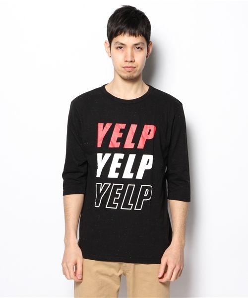 WEGO(ウィゴー)の「WEGO/カラーネッププリント7分袖Tシャツ(Tシャツ/カットソー・メンズ・ホワイト/ブラック/グリーン系その他/ネイビー・LARGE/MEDIUM)」の6枚目の写真