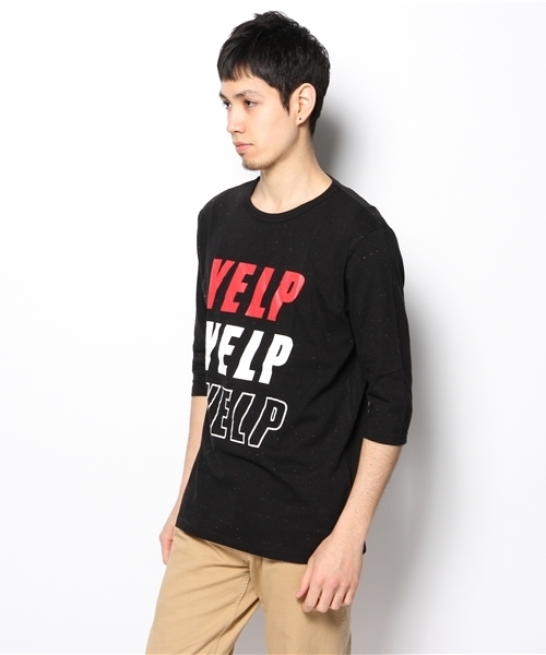 WEGO(ウィゴー)の「WEGO/カラーネッププリント7分袖Tシャツ(Tシャツ/カットソー・メンズ・ホワイト/ブラック/グリーン系その他/ネイビー・LARGE/MEDIUM)」の7枚目の写真