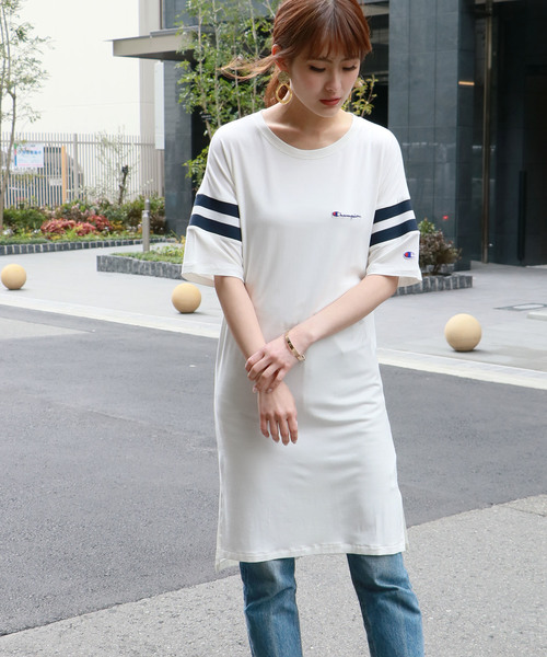 Champion(チャンピオン)の「【Champion】スリットワンピース(ワンピース・レディース・ホワイト/チャコールグレー/ネイビー・M)」の5枚目の写真
