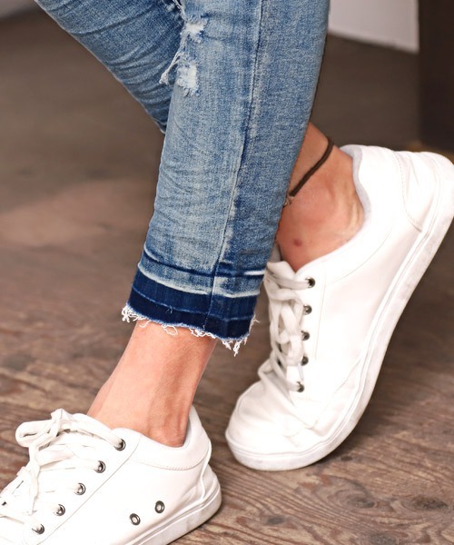 LUXSTYLE（ラグスタイル）の「ハードダメージ加工カットオフアンクルデニムスキニーパンツ（デニムパンツ・メンズ・ブルー系その他/インディゴブルー/ブルー/グレー/ブラック/ホワイト・L/XL/M/S）」の16枚目の写真