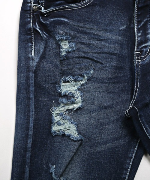 LUXSTYLE（ラグスタイル）の「ハードダメージ加工カットオフアンクルデニムスキニーパンツ（デニムパンツ・メンズ・ブルー系その他/インディゴブルー/ブルー/グレー/ブラック/ホワイト・L/XL/M/S）」の12枚目の写真