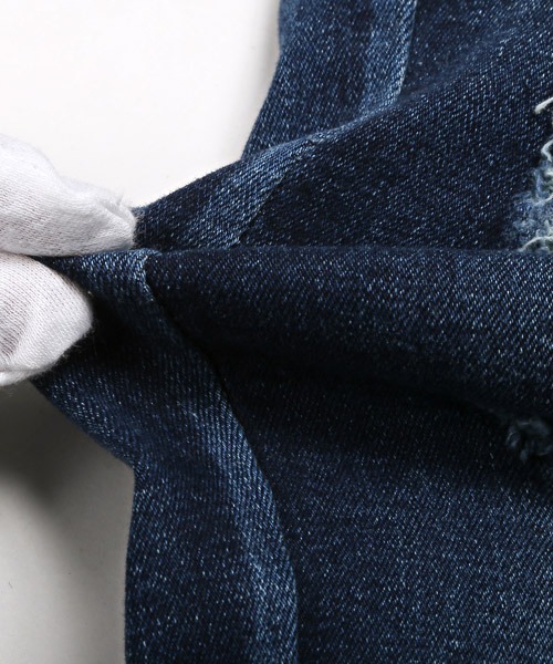 LUXSTYLE（ラグスタイル）の「ハードダメージ加工カットオフアンクルデニムスキニーパンツ（デニムパンツ・メンズ・ブルー系その他/インディゴブルー/ブルー/グレー/ブラック/ホワイト・L/XL/M/S）」の8枚目の写真