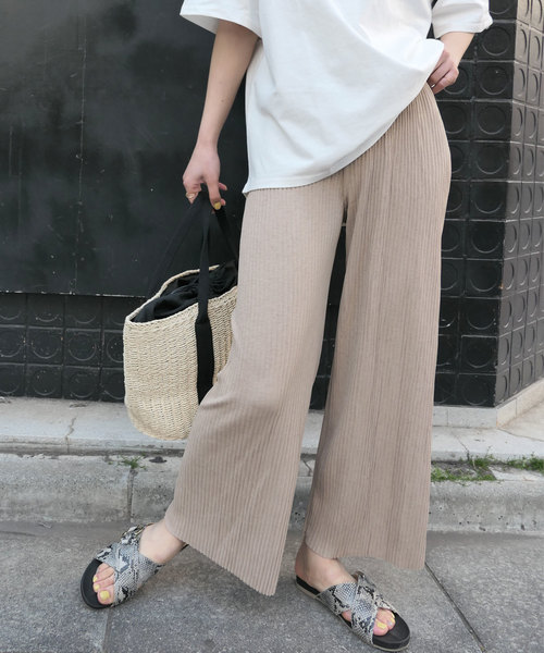 Corners コーナーズ の リブカットソーワイドパンツ その他パンツ Wear