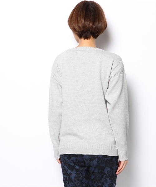 coen（コーエン）の「コットンガンジープルオーバー（ニット/セーター・レディース・ネイビー/クリーム/オフホワイト/ライトグレー・MEDIUM/LARGE）」の9枚目の写真