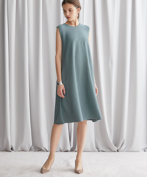 STUDIOUS（ステュディオス）の「【STUDIOUS】Aライン ノースリーブニットワンピース（ワンピース・レディース・ブラック/ベージュ/ライトブラウン/ミント・FREE）」の4枚目の写真
