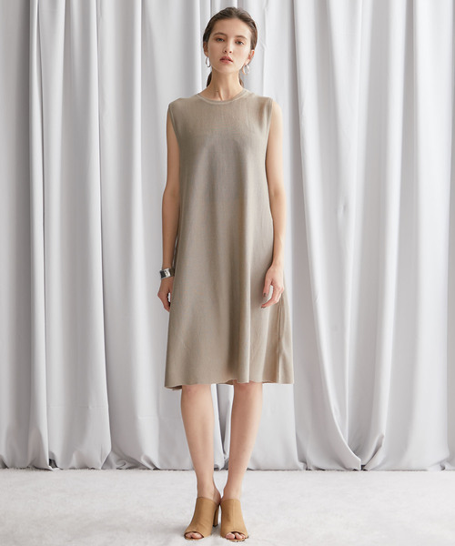 STUDIOUS（ステュディオス）の「【STUDIOUS】Aライン ノースリーブニットワンピース（ワンピース・レディース・ブラック/ベージュ/ライトブラウン/ミント・FREE）」の9枚目の写真