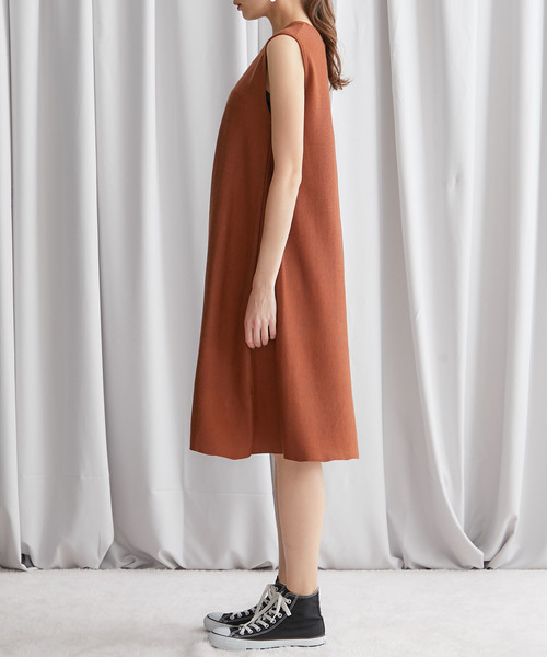 STUDIOUS（ステュディオス）の「【STUDIOUS】Aライン ノースリーブニットワンピース（ワンピース・レディース・ブラック/ベージュ/ライトブラウン/ミント・FREE）」の18枚目の写真