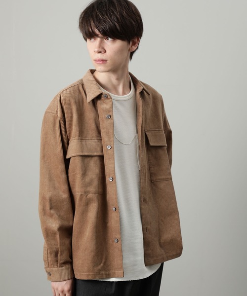 JUNRED（ジュンレッド）の「コーデュロイCPOシャツ（シャツ/ブラウス・メンズ・ベージュ/パープル/サックスブルー・S/M/L）」の2枚目の写真