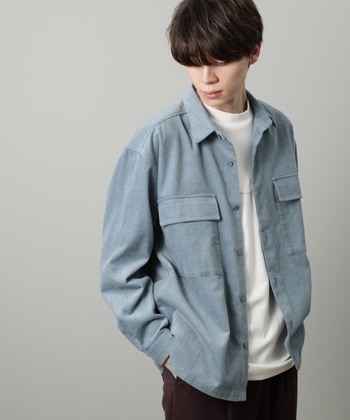 JUNRED（ジュンレッド）の「コーデュロイCPOシャツ（シャツ/ブラウス・メンズ・ベージュ/パープル/サックスブルー・S/M/L）」の3枚目の写真