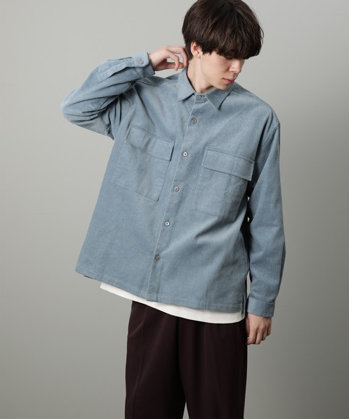 JUNRED（ジュンレッド）の「コーデュロイCPOシャツ（シャツ/ブラウス・メンズ・ベージュ/パープル/サックスブルー・S/M/L）」の11枚目の写真