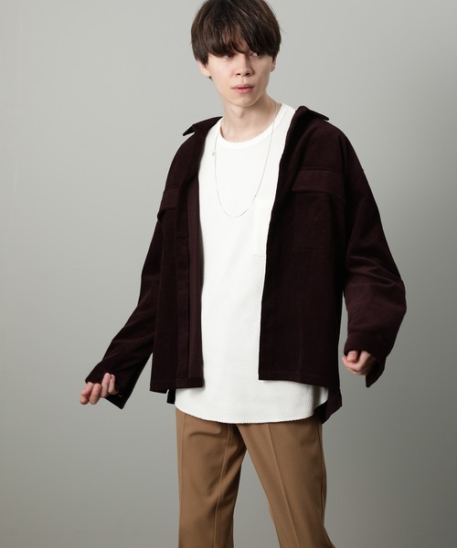 JUNRED（ジュンレッド）の「コーデュロイCPOシャツ（シャツ/ブラウス・メンズ・ベージュ/パープル/サックスブルー・S/M/L）」の9枚目の写真