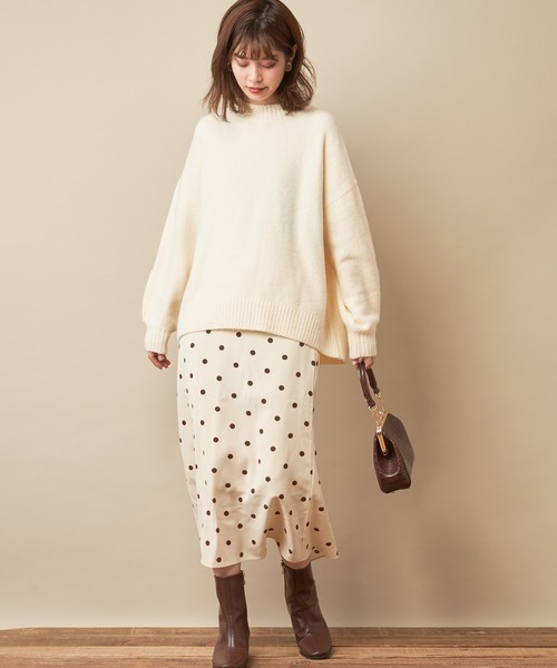 natural couture（ナチュラルクチュール）の「ドットロングスカート（スカート・レディース・ブラック/アイボリー/キャメル・FREE）」の2枚目の写真