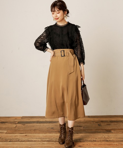 natural couture(ナチュラルクチュール)の「共ベルト付きAラインスカート(スカート・レディース・ベージュ/ボルドー/その他1/その他2・FREE)」の11枚目の写真