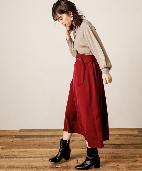 natural couture(ナチュラルクチュール)の「共ベルト付きAラインスカート(スカート・レディース・ベージュ/ボルドー/その他1/その他2・FREE)」の8枚目の写真