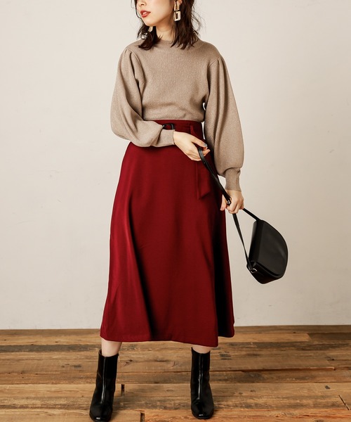 natural couture(ナチュラルクチュール)の「共ベルト付きAラインスカート(スカート・レディース・ベージュ/ボルドー/その他1/その他2・FREE)」の9枚目の写真