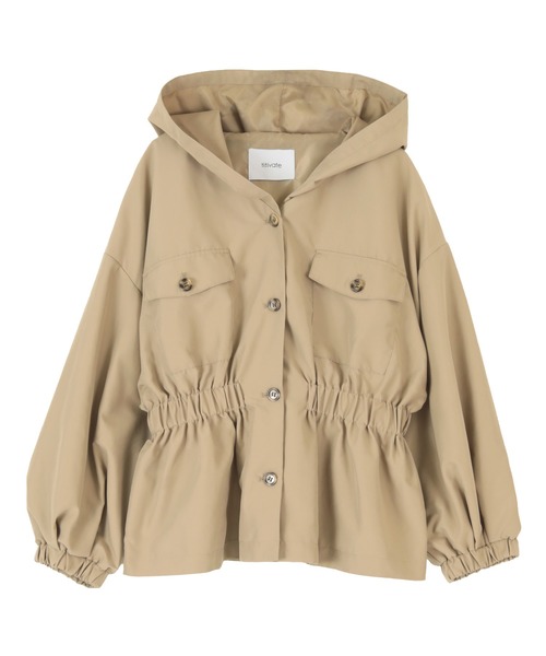 titivate（ティティベイト）の「ﾌｰﾃﾞｨﾍﾟﾌﾟﾗﾑｼﾞｬｹｯﾄ（ダウンジャケット/コート・レディース・ベージュ/モカ/ブラック/ライトカーキ/グレイッシュベージュ・M）」の3枚目の写真