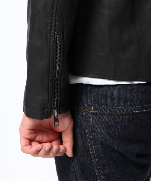 WEGO（ウィゴー）の「WEGO/フェイクレザーライダースジャケット（ライダースジャケット・メンズ・ブラック/ブラウン・LARGE/MEDIUM）」の7枚目の写真