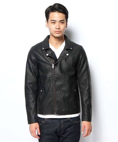 WEGO（ウィゴー）の「WEGO/フェイクレザーライダースジャケット（ライダースジャケット・メンズ・ブラック/ブラウン・LARGE/MEDIUM）」の10枚目の写真