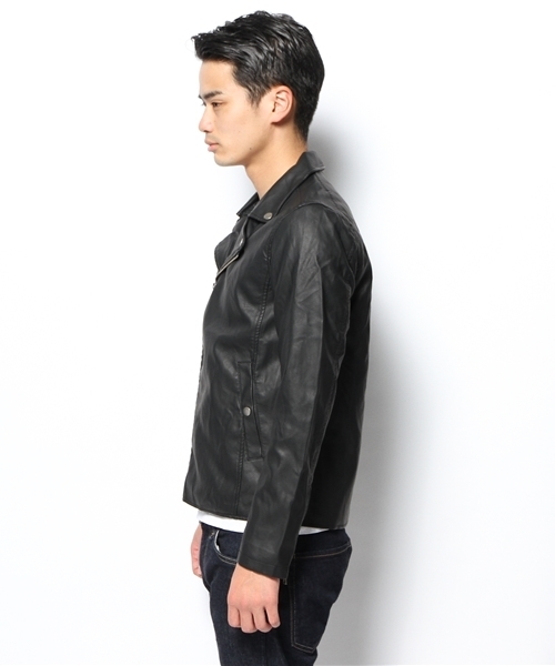 WEGO（ウィゴー）の「WEGO/フェイクレザーライダースジャケット（ライダースジャケット・メンズ・ブラック/ブラウン・LARGE/MEDIUM）」の11枚目の写真