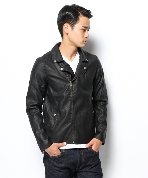 WEGO（ウィゴー）の「WEGO/フェイクレザーライダースジャケット（ライダースジャケット・メンズ・ブラック/ブラウン・LARGE/MEDIUM）」の12枚目の写真