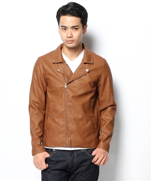 WEGO（ウィゴー）の「WEGO/フェイクレザーライダースジャケット（ライダースジャケット・メンズ・ブラック/ブラウン・LARGE/MEDIUM）」の13枚目の写真