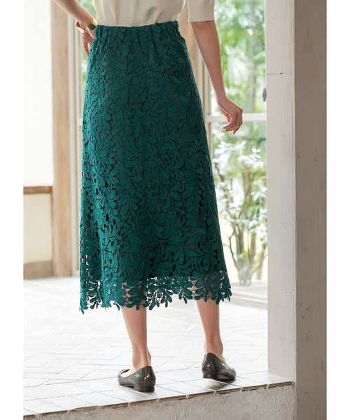 STYLE DELI（スタイルデリ）の「【LUXE】クラッシーレースAラインスカート（スカート・レディース・ブラウン/グリーン/ブルー・01/02）」の5枚目の写真