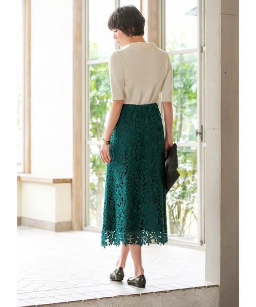 STYLE DELI（スタイルデリ）の「【LUXE】クラッシーレースAラインスカート（スカート・レディース・ブラウン/グリーン/ブルー・01/02）」の19枚目の写真