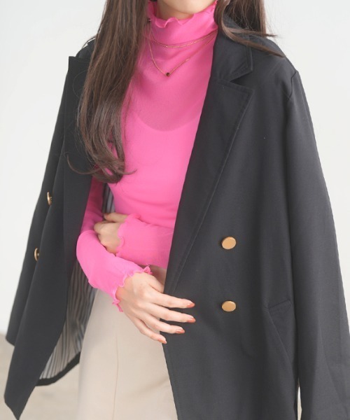 Futier land（フューティアランド）の「ハイネックシアートップス（Tシャツ/カットソー・レディース・ホワイト/ブラック/グレー/オレンジ/ライトグリーン/ピンク/ピンク系その他・FREE）」の6枚目の写真