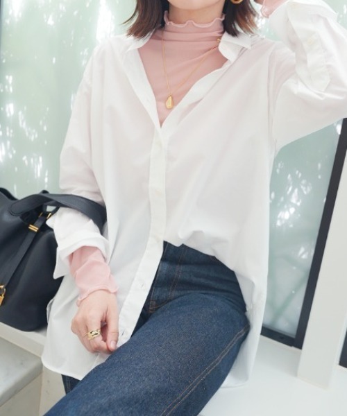 Futier land（フューティアランド）の「ハイネックシアートップス（Tシャツ/カットソー・レディース・ホワイト/ブラック/グレー/オレンジ/ライトグリーン/ピンク/ピンク系その他・FREE）」の2枚目の写真