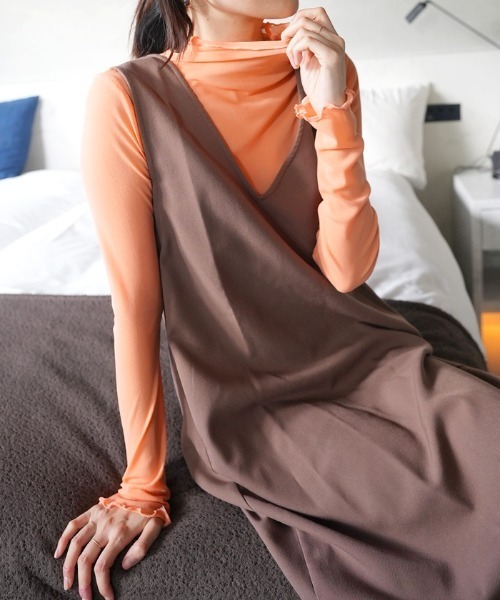 Futier land（フューティアランド）の「ハイネックシアートップス（Tシャツ/カットソー・レディース・ホワイト/ブラック/グレー/オレンジ/ライトグリーン/ピンク/ピンク系その他・FREE）」の7枚目の写真