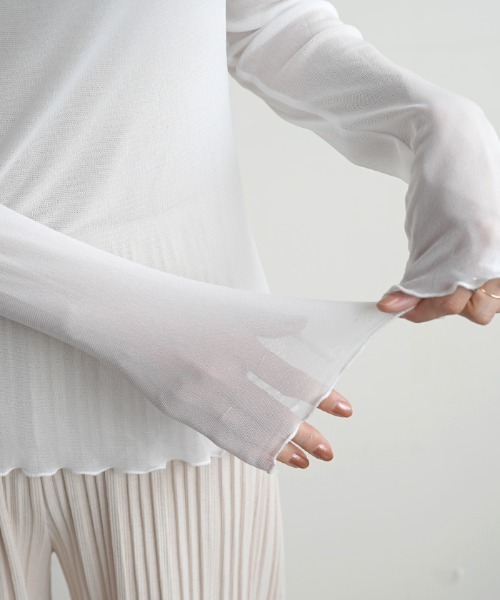 Futier land（フューティアランド）の「ハイネックシアートップス（Tシャツ/カットソー・レディース・ホワイト/ブラック/グレー/オレンジ/ライトグリーン/ピンク/ピンク系その他・FREE）」の19枚目の写真