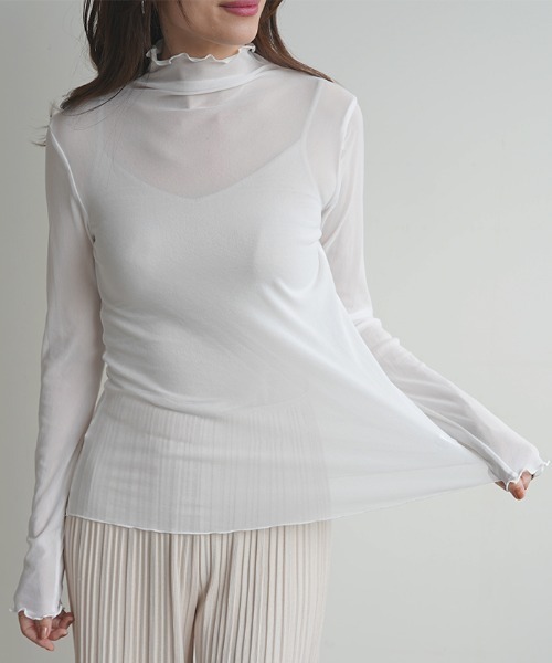 Futier land（フューティアランド）の「ハイネックシアートップス（Tシャツ/カットソー・レディース・ホワイト/ブラック/グレー/オレンジ/ライトグリーン/ピンク/ピンク系その他・FREE）」の18枚目の写真