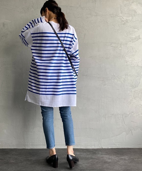 ORCIVAL（オーシバル）の「[ORCIVAL/オーシバル] ビッグシルエット ボーダーTシャツ（Tシャツ/カットソー・レディース・ブルー/ブラック/ベージュ×ブラック/ベージュ/チャコール・8）」の13枚目の写真
