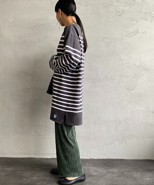 ORCIVAL（オーシバル）の「[ORCIVAL/オーシバル] ビッグシルエット ボーダーTシャツ（Tシャツ/カットソー・レディース・ブルー/ブラック/ベージュ×ブラック/ベージュ/チャコール・8）」の16枚目の写真