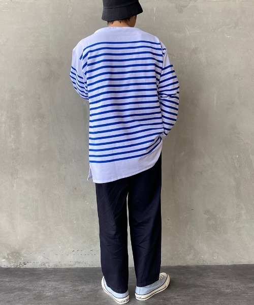 ORCIVAL（オーシバル）の「[ORCIVAL/オーシバル] ビッグシルエット ボーダーTシャツ（Tシャツ/カットソー・レディース・ブルー/ブラック/ベージュ×ブラック/ベージュ/チャコール・8）」の10枚目の写真