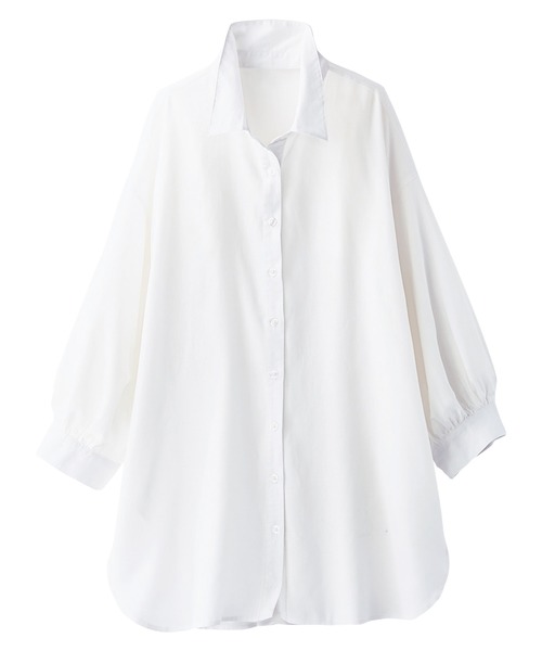 BELLUNA PLUS（ベルーナ）の「涼感麻入り素材シャツジャケット（シャツ/ブラウス・レディース・ネイビー/オフホワイト/カーキ/ターコイズブルー・MEDIUM/LARGE/X-LARGE/XXX-LARGE/XXXX-LARGE/XX-LARGE）」の5枚目の写真