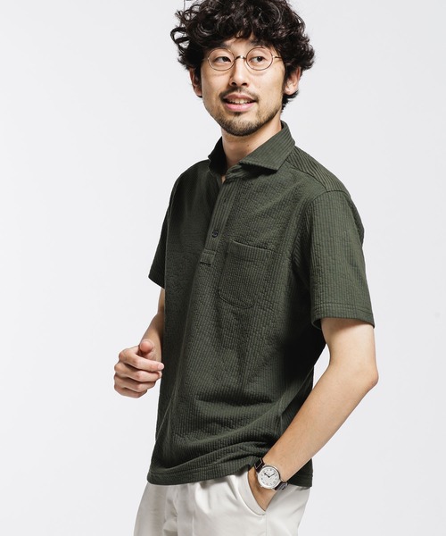 Nano Universe ナノユニバース の カットサッカーカッタウェイポロシャツ 半袖 シャツ ブラウス Wear Nano Universe ナノユニバース の カットサッカーカッタウェイポロシャツ 半袖 シャツ ブラウス Wear