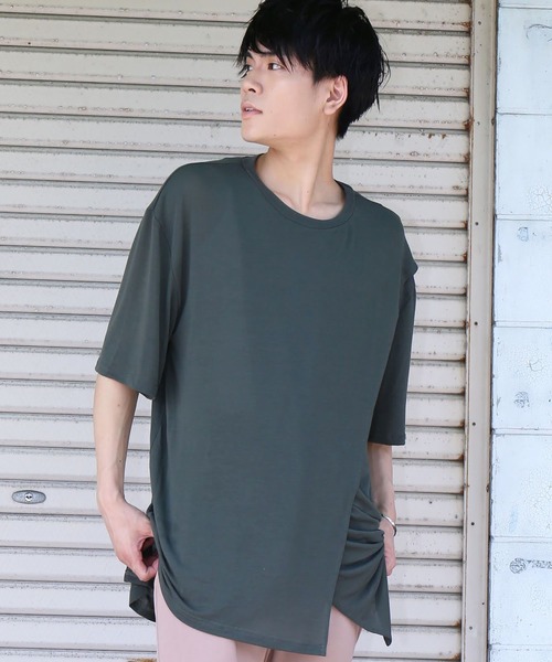 revertical(リバーティカル)の「ガーゼレイヤードビッグTシャツ(Tシャツ/カットソー・メンズ・モカ/カーキ/ブラック/グレー・M/L)」の4枚目の写真