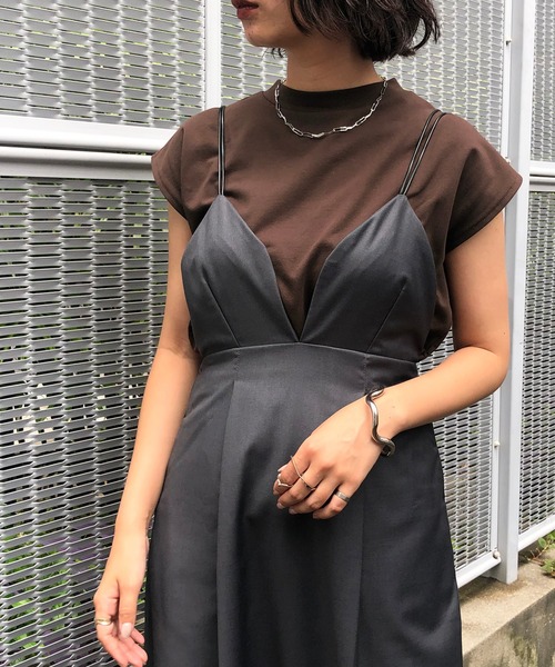 &g'aime(アンジェム)の「【&g'aime】フレンチスリーブハイネックトップス(Tシャツ/カットソー・レディース・ホワイト/ブラック/ベージュ/ブラウン・FREE)」の9枚目の写真