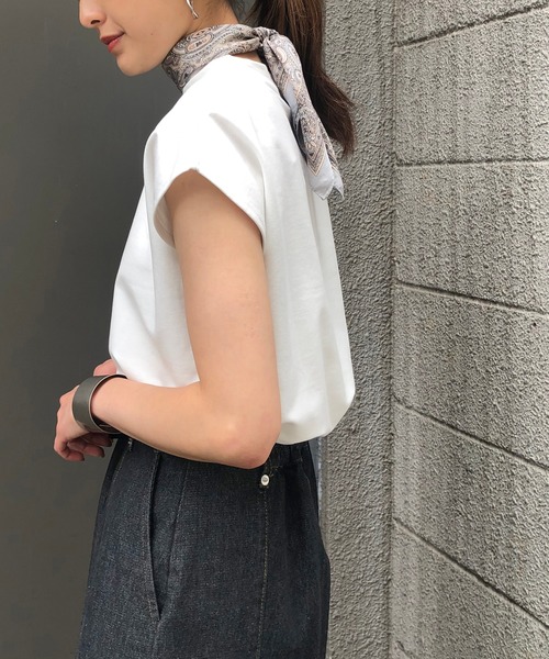 &g'aime(アンジェム)の「【&g'aime】フレンチスリーブハイネックトップス(Tシャツ/カットソー・レディース・ホワイト/ブラック/ベージュ/ブラウン・FREE)」の8枚目の写真