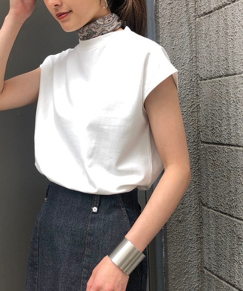 &g'aime(アンジェム)の「【&g'aime】フレンチスリーブハイネックトップス(Tシャツ/カットソー・レディース・ホワイト/ブラック/ベージュ/ブラウン・FREE)」の14枚目の写真