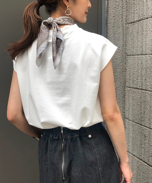 &g'aime(アンジェム)の「【&g'aime】フレンチスリーブハイネックトップス(Tシャツ/カットソー・レディース・ホワイト/ブラック/ベージュ/ブラウン・FREE)」の20枚目の写真