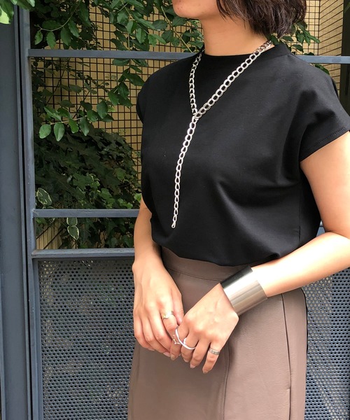 &g'aime(アンジェム)の「【&g'aime】フレンチスリーブハイネックトップス(Tシャツ/カットソー・レディース・ホワイト/ブラック/ベージュ/ブラウン・FREE)」の18枚目の写真