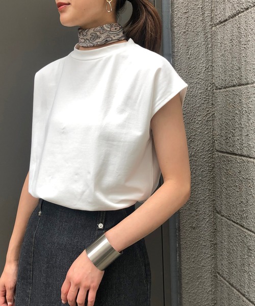 &g'aime(アンジェム)の「【&g'aime】フレンチスリーブハイネックトップス(Tシャツ/カットソー・レディース・ホワイト/ブラック/ベージュ/ブラウン・FREE)」の11枚目の写真