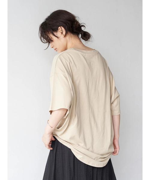 AMERICAN HOLIC（アメリカンホリック）の「クルーネック5分袖BIGカットプルオーバー　〇＊（Tシャツ/カットソー・レディース・チャコールグレー/ベージュ/ブラウン/ピンク/アイボリー/ミント・M/L）」の11枚目の写真